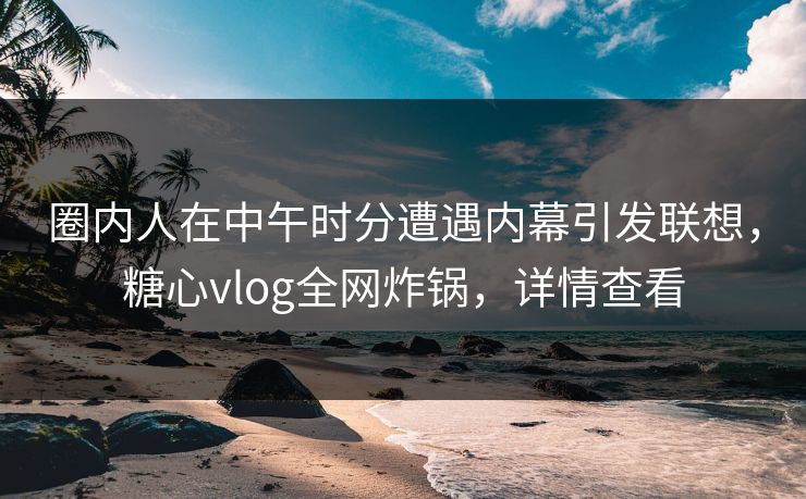 圈内人在中午时分遭遇内幕引发联想，糖心vlog全网炸锅，详情查看